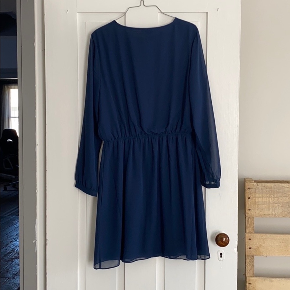 Express Navy Blue Long Sleeve Mini Dress - Picture 2 of 2